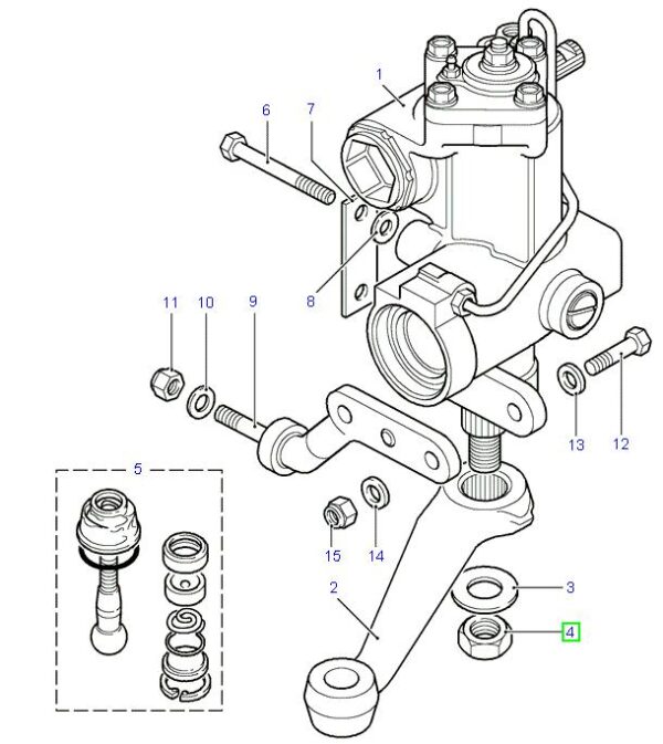 Tuerca Hexagonal - Brazo dirección a Caja Dirección